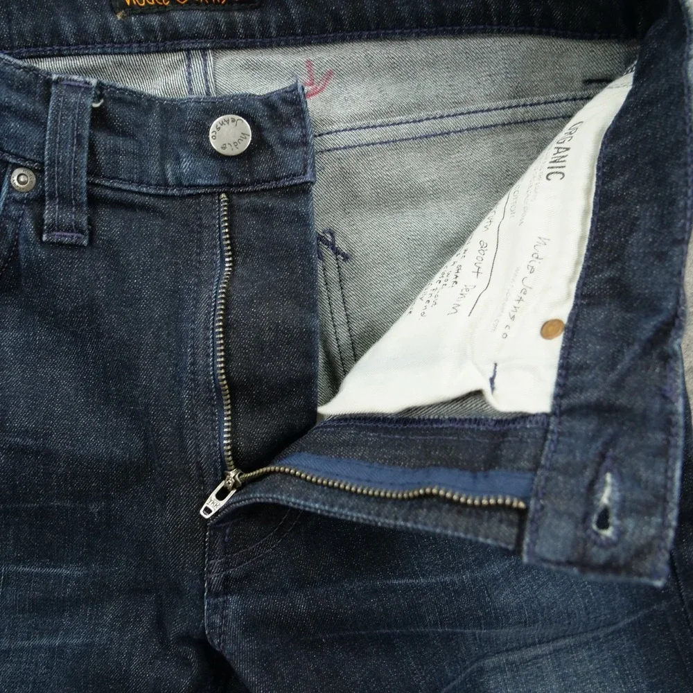 Nudie Jeans Mens 28 Blue Lean Dean Slim Straight Leg Mid Rise Organic
